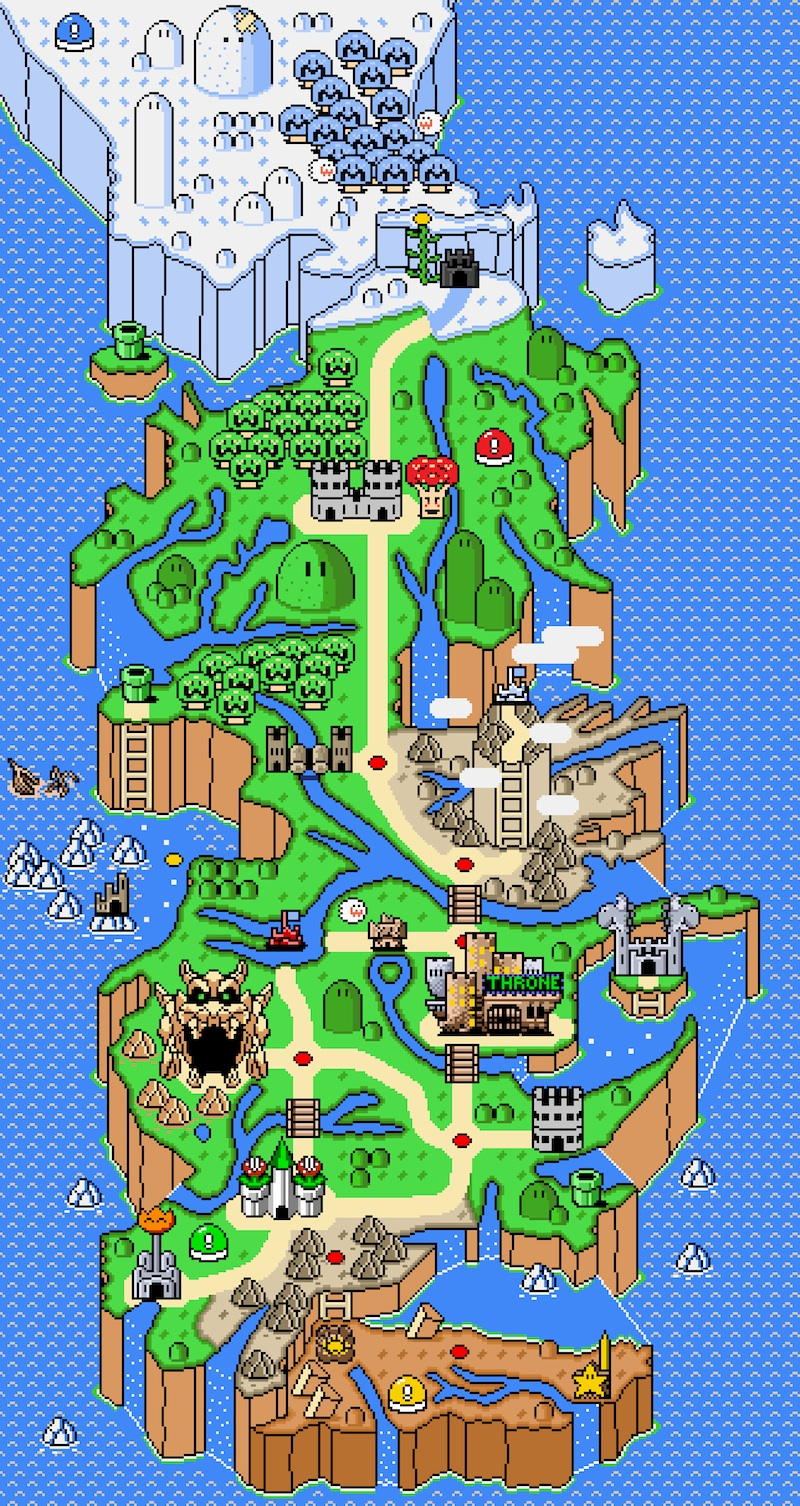 Illustration for article titled Play a Game of Mushroom Kingdoms on this Super Mario map of Westeros